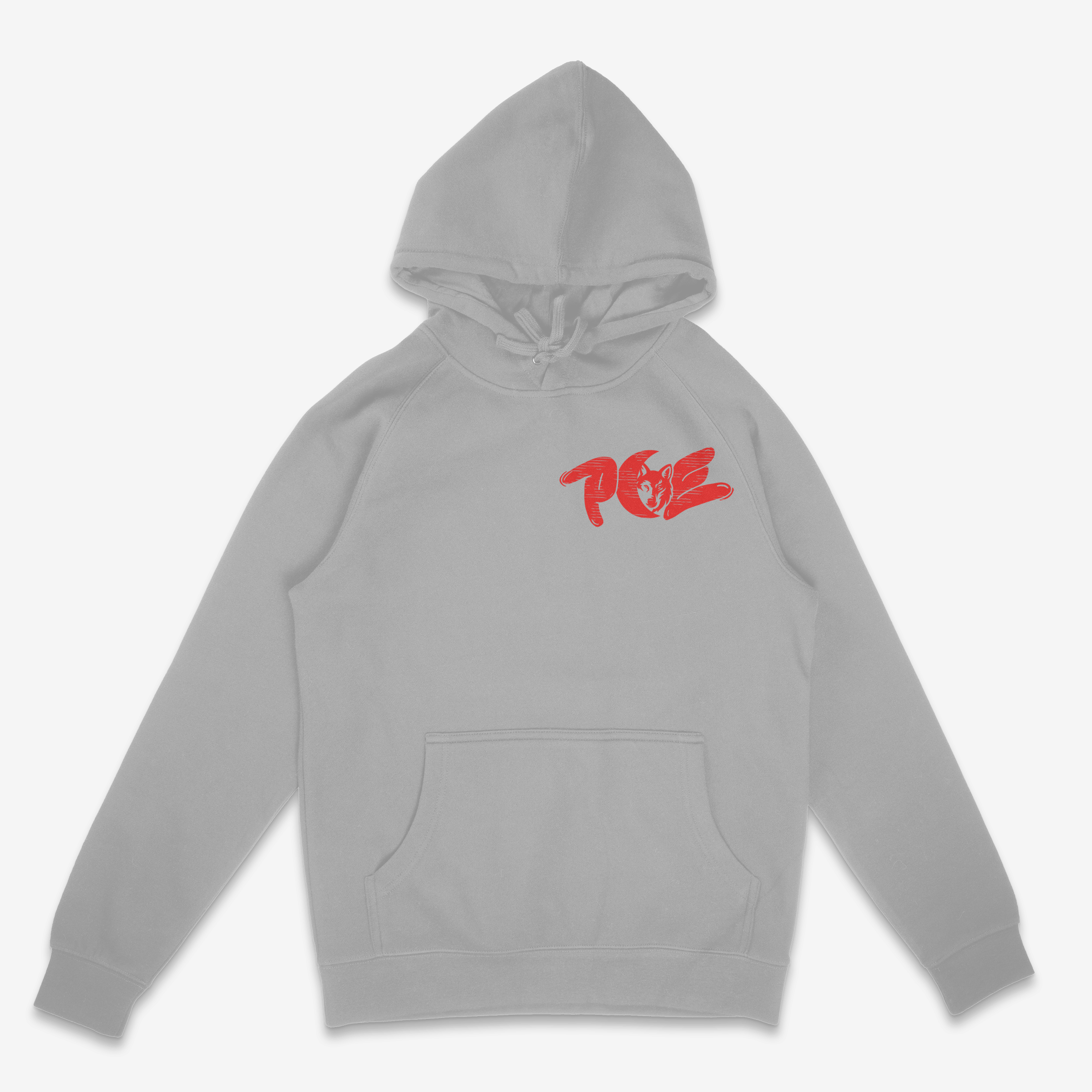 PCE hoodies with red front and back logos